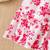 Red floral print rayon smocked fit & flare midi dress for girls