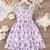 purple floral print rayon smocked fit & flare midi dress for girls