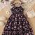 Black floral print rayon smocked fit & flare midi dress for girls