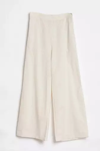 Styllow women ecru natural high-rise trousers with 2 deep pockets