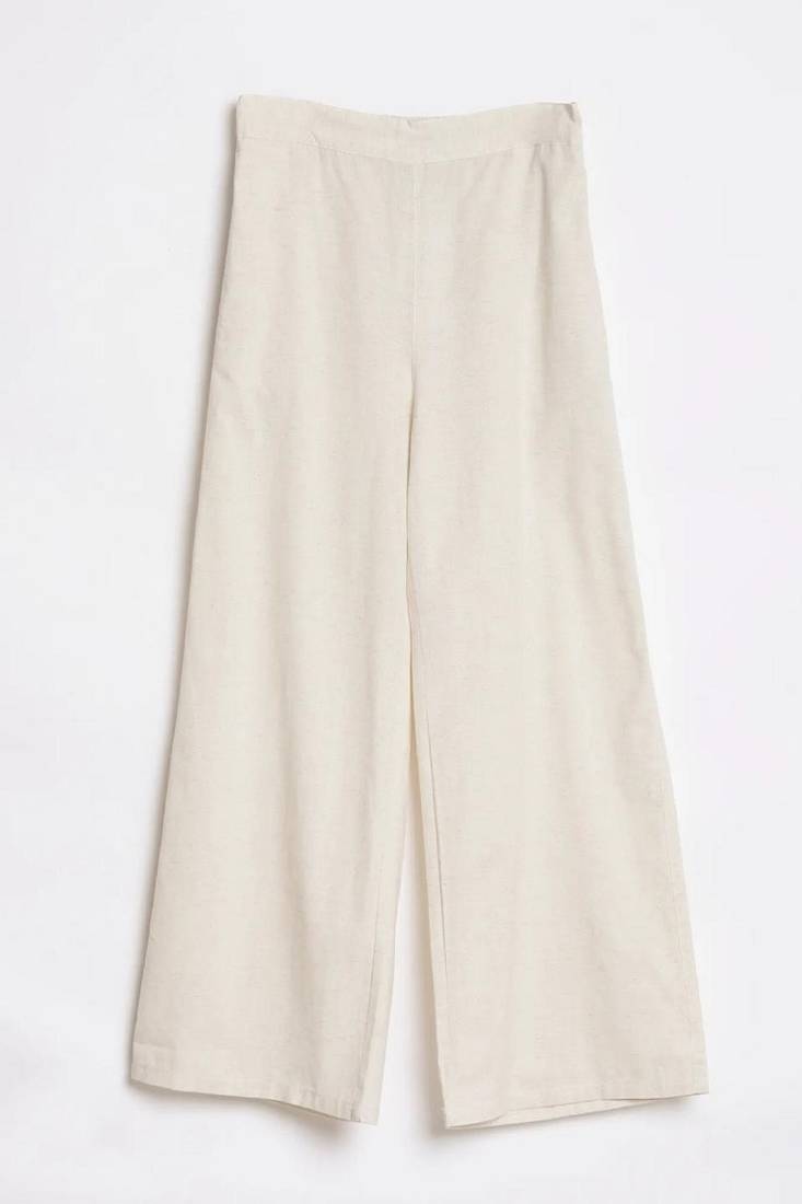 Styllow women ecru natural high-rise trousers with 2 deep pockets