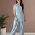 Sky slub cotton kurta with loose fit farshi salwar