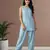 Sky slub cotton kurta with loose fit farshi salwar