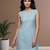 Sky slub cotton kurta with loose fit farshi salwar