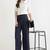 Styllow women navy blue high-rise trousers with 2 deep pockets