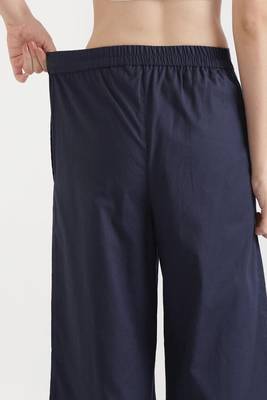 Styllow women navy blue high-rise trousers with 2 deep pockets 4