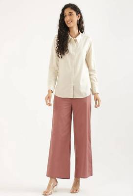 Styllow women rose taupe high-rise trousers with 2 deep pockets 1
