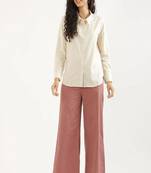 Styllow women rose taupe high-rise trousers with 2 deep pockets