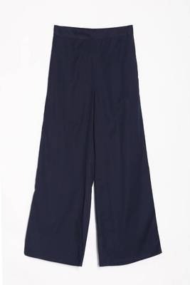 Styllow women navy blue high-rise trousers with 2 deep pockets 5