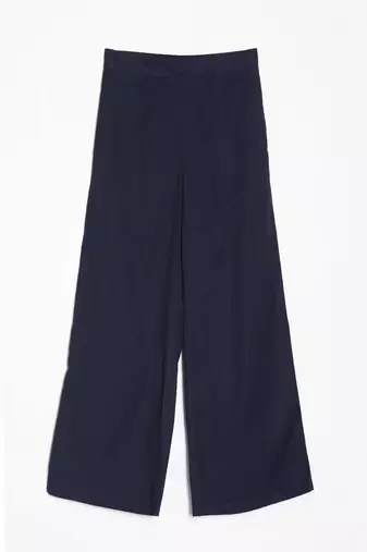 Styllow women navy blue high-rise trousers with 2 deep pockets