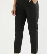 Styllow women everday cotton black pant with 2 dip pockets