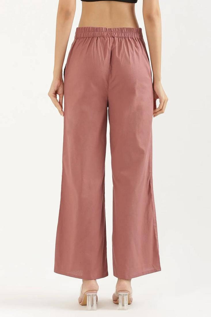 Styllow women rose taupe high-rise trousers with 2 deep pockets