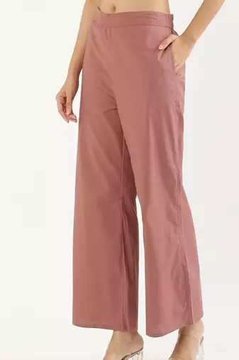 Styllow women rose taupe high-rise trousers with 2 deep pockets