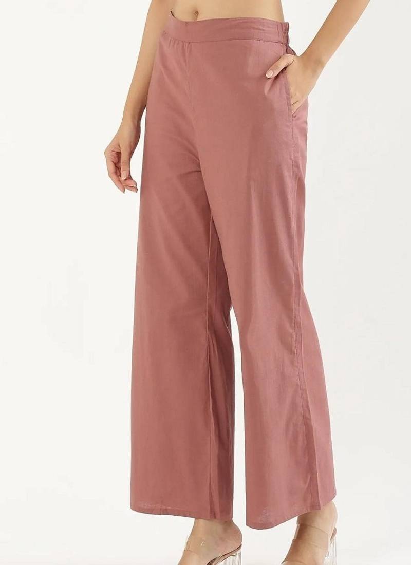 Styllow women rose taupe high-rise trousers with 2 deep pockets