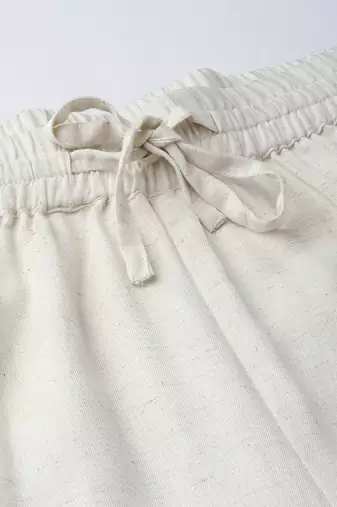 Womens cotton flax solid straight palazzo (off-white)