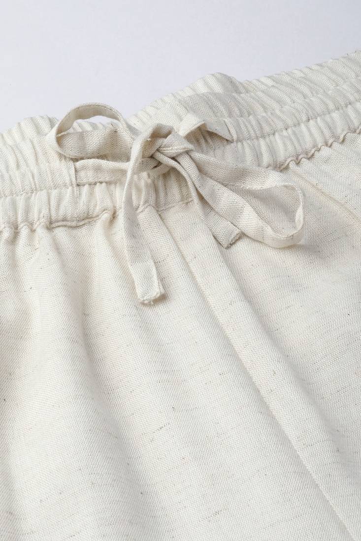 Womens cotton flax solid straight palazzo (off-white)