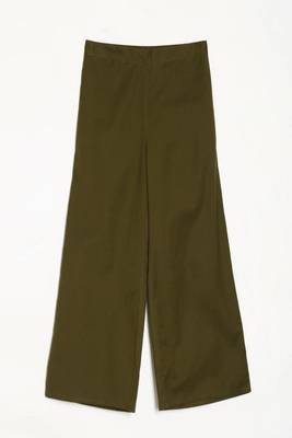 Styllow women olive green high-rise trousers with 2 deep pockets 5