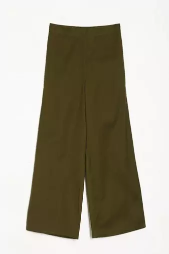 Styllow women olive green high-rise trousers with 2 deep pockets
