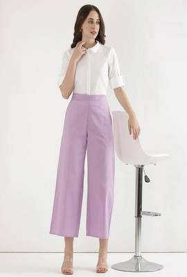 Styllow women lilac high-rise trousers with 2 deep pockets 1