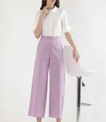 Styllow women lilac high-rise trousers with 2 deep pockets