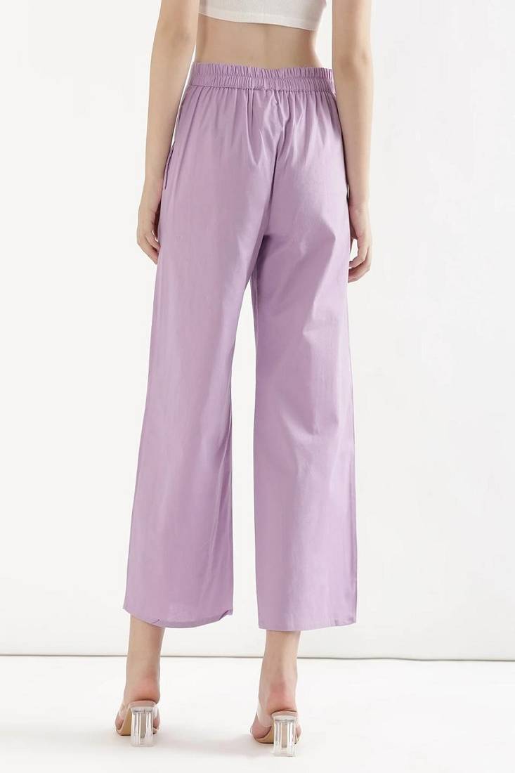 Styllow women lilac high-rise trousers with 2 deep pockets