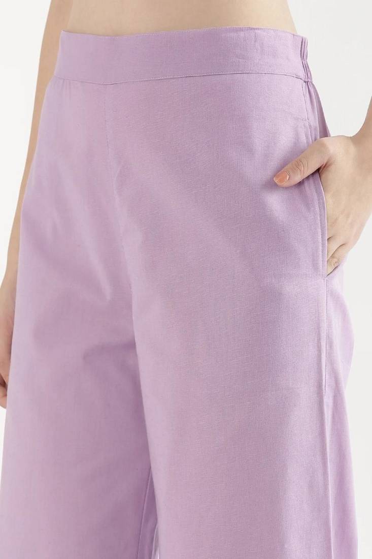 Styllow women lilac high-rise trousers with 2 deep pockets