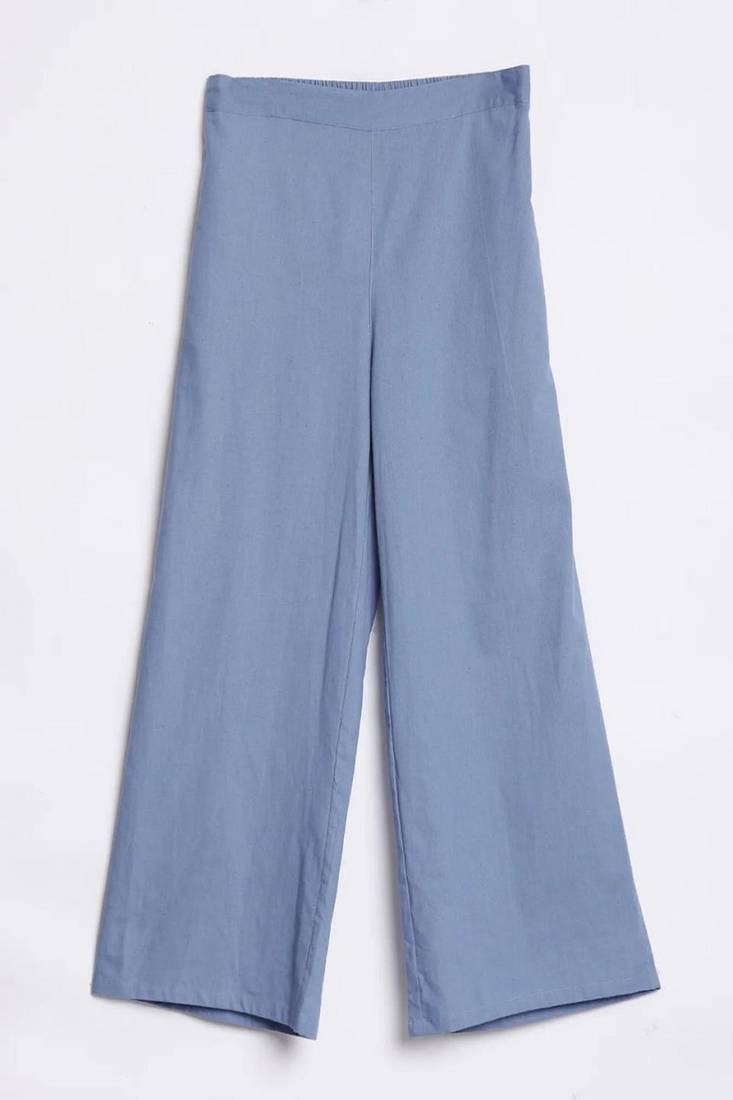 Styllow women english blue high-rise trousers with 2 deep pockets