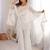 White Sequins Silk Festive Wear Pant Suit