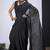 Black cut dana sequin embroidered work two tone satin silk blend saree sari