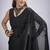 Black cut dana sequin embroidered work two tone satin silk blend saree sari