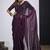 Wine cut dana sequin embroidered work two tone satin silk blend saree sari