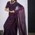 Wine cut dana sequin embroidered work two tone satin silk blend saree sari
