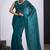 Teal cut dana sequin embroidered work two tone satin silk blend saree sari