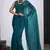 Teal cut dana sequin embroidered work two tone satin silk blend saree sari