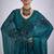 Teal cut dana sequin embroidered work two tone satin silk blend saree sari