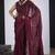 Maroon cut dana sequin embroidered work two tone satin silk blend saree sari