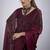 Maroon cut dana sequin embroidered work two tone satin silk blend saree sari