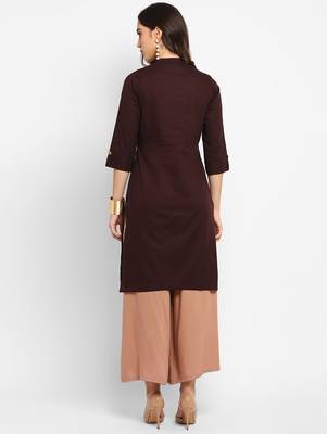 brown straight cotton kurta  2