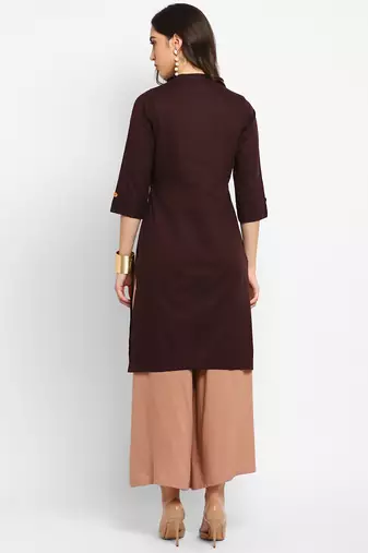 brown straight cotton kurta 