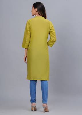 olive straight cotton kurta  2