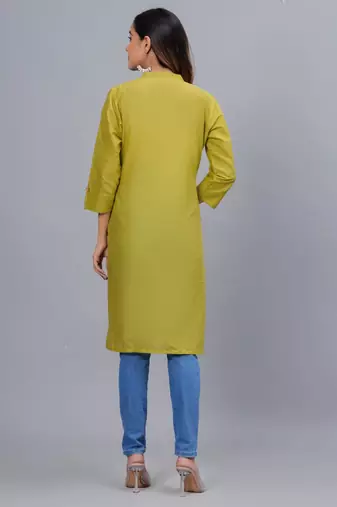 olive straight cotton kurta 