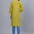 Women's solid olive straight cotton kurta with mandarin collar and 3/4 fold-up sleeves