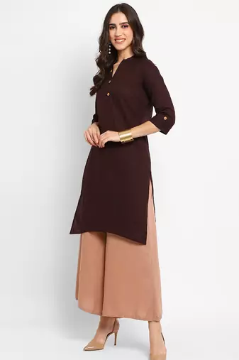 brown straight cotton kurta 