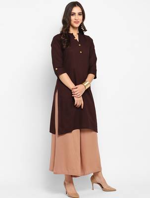 brown straight cotton kurta  4