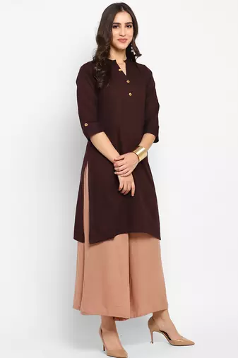 brown straight cotton kurta 
