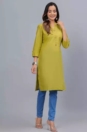 olive straight cotton kurta 