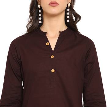 brown straight cotton kurta  5