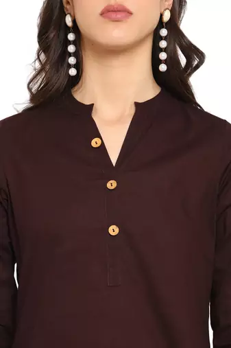 brown straight cotton kurta 