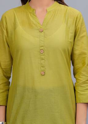 olive straight cotton kurta  5