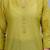 Women's solid olive straight cotton kurta with mandarin collar and 3/4 fold-up sleeves